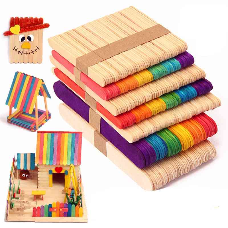 дървени пръчки за сладолед от попсикул, цветни ръчни занаяти художествени играчки