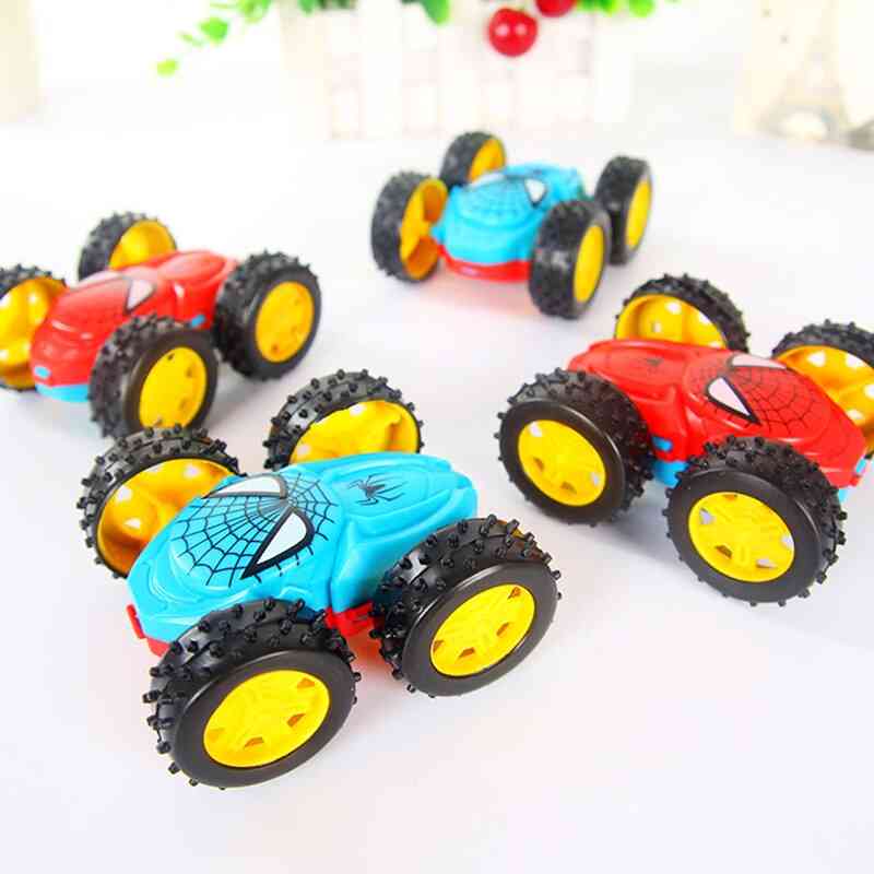 Mini spiderman dobbeltsidig treghetsbil leketøy for barn - dump truck classic toy for baby -