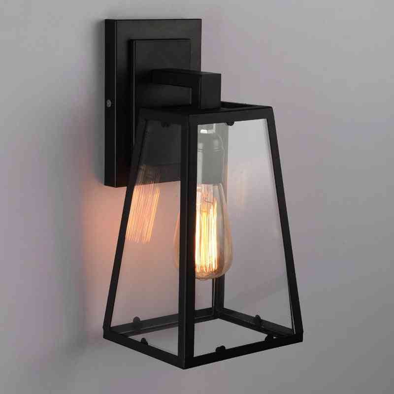 Vintage udendørs vandtætte væglamper - LED 7W jernglas Luminaria veranda lys (sort sort) -