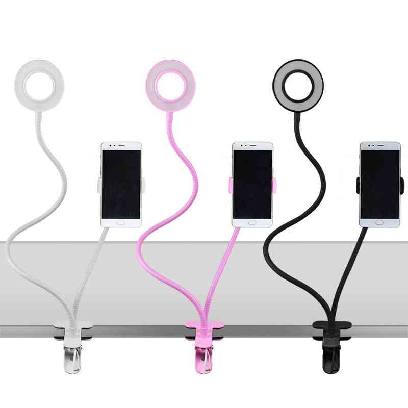 Suporte de montagem monopé flexível com lâmpada de luz de flash de anel led tripés de suporte de mesa com suporte de telefone celular para blogueiros de vídeo - lâmpada de 20cm 1 suporte