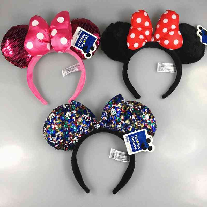 Mickey Mouse Design, Sequin, Plush And Soft Headband