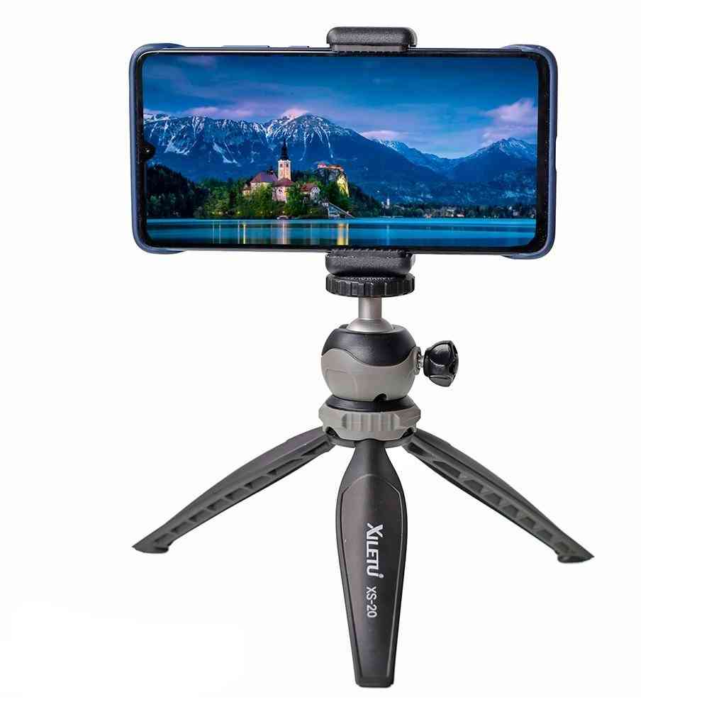 Xs-20 mini bureau petit support de téléphone trépied de table pour appareil photo sans miroir vlog, téléphone intelligent avec tête sphérique amovible - xs-20 et gp-73a