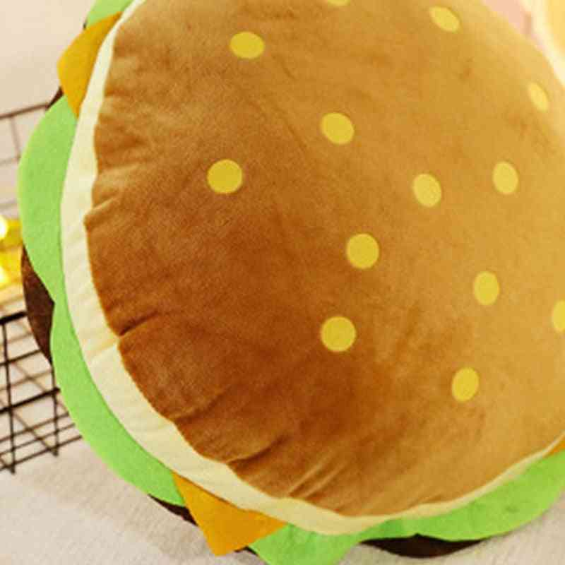 Kreatívna plyšová hračka na hamburger - mäkký čalúnený plyšový vankúš, roztomilý vankúš na hamburger