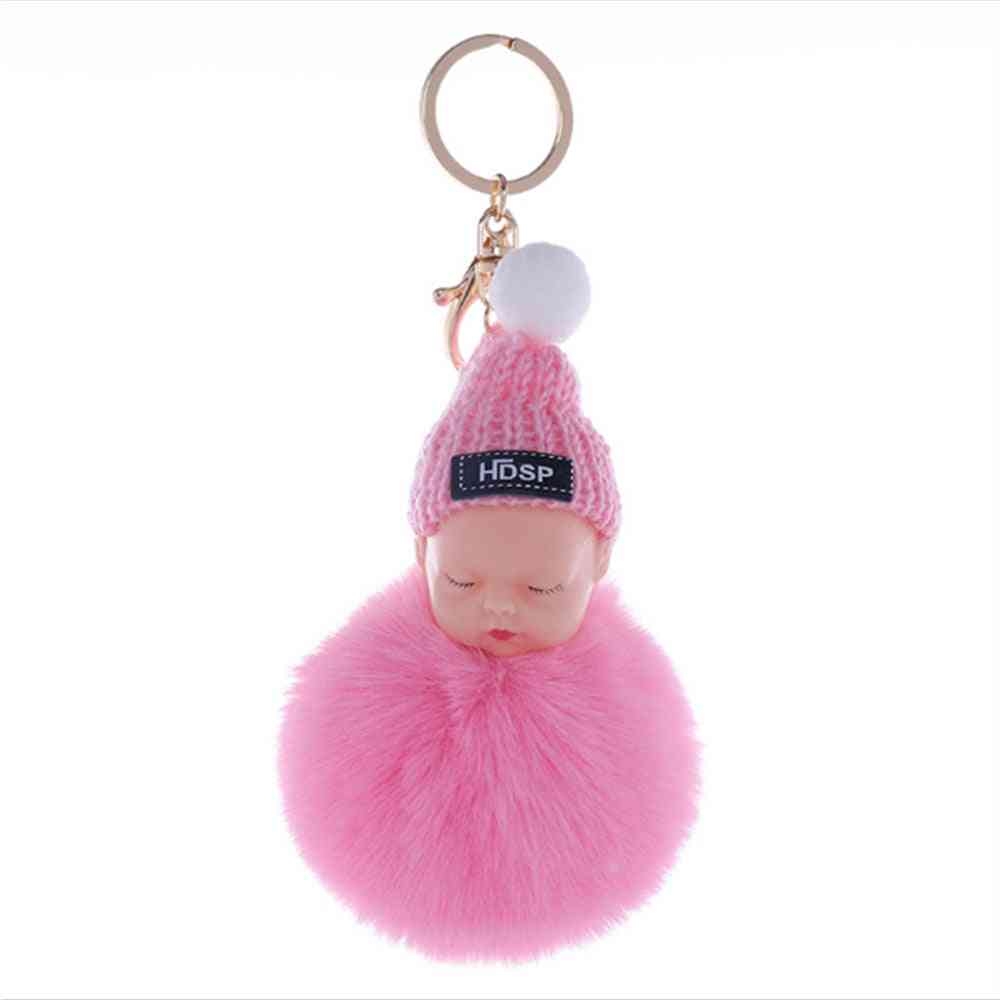 Cute Plush Pendant Winter Sleep Cute Doll Keychain- Cartoon Plush Hair Ball Doll Bag Pendant Small