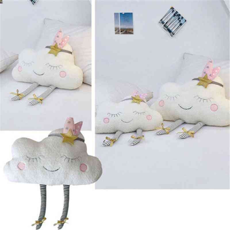 Pudcoco creativo a forma di nuvola di peluche farcito cuscino letto cuscino giocattoli-home divano auto decor (bianco) -