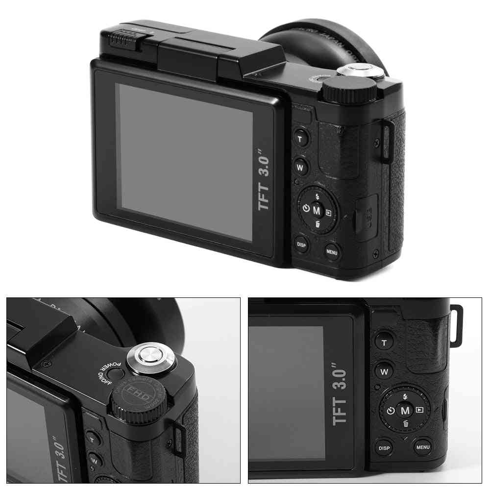Cámaras digitales profesionales half-dslr de 24mp-hd con teleobjetivo 4x cámara con lente gran angular y ojo de pez cámara macro hd - estándar