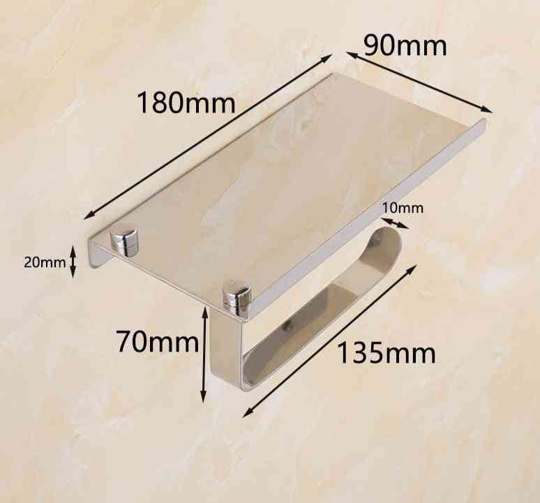 Stainless Steel, Wall Mount Toilet Paper Holder With Phone Shelf