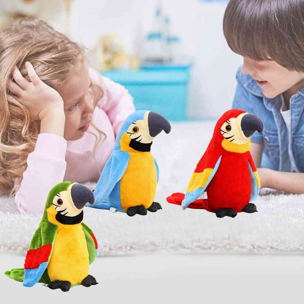 Elektrisk talende papegøje udstoppet plys legetøj fugl gentag børn børn baby fødselsdagsgaver - blå