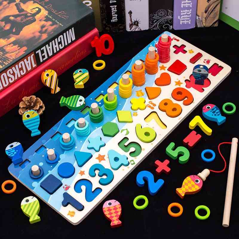 Bébé en bois montessori chiffres jeux magnétiques jouets de pêche - jeu attraper ver jouets de puzzle éducatif pour enfants cadeaux - comme image-10