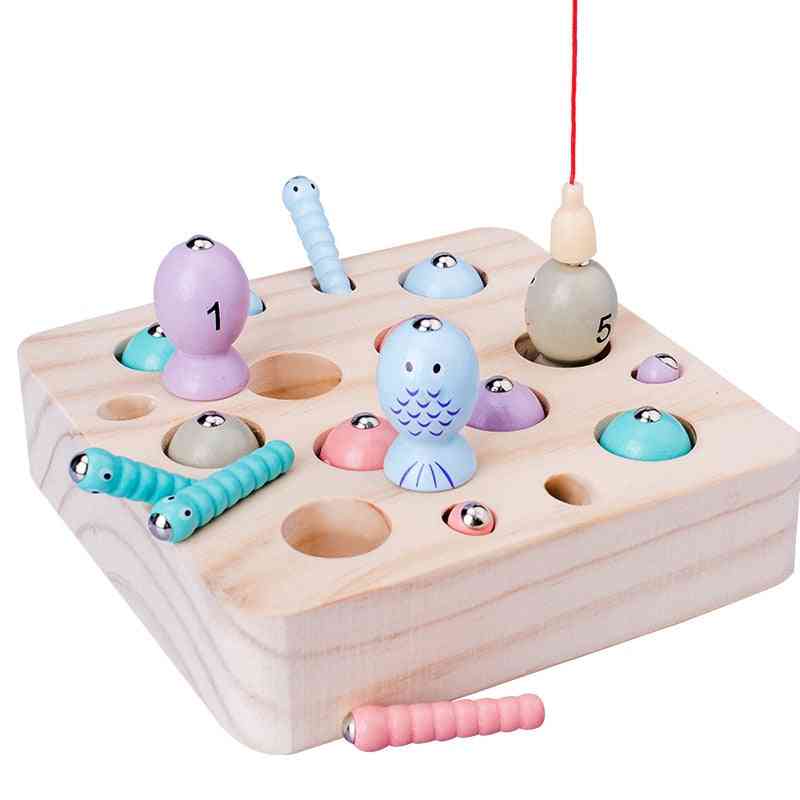 Kids Wooden Montessori Digit Magnetic Fishing Toy Games - Educational Puzzle For