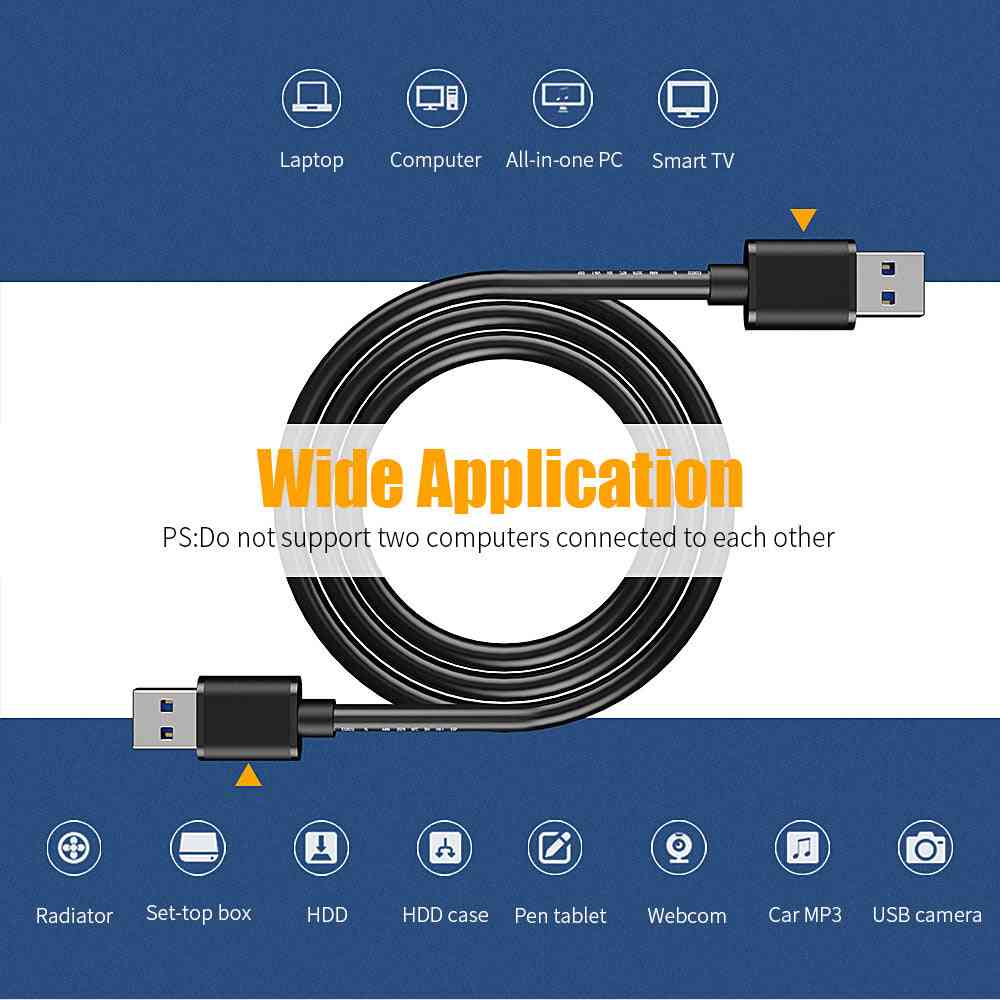 Usb To Usb Extension Cable Type A, Male To Male Usb 3.0 Extender For Radiator/hard Disk/webcom