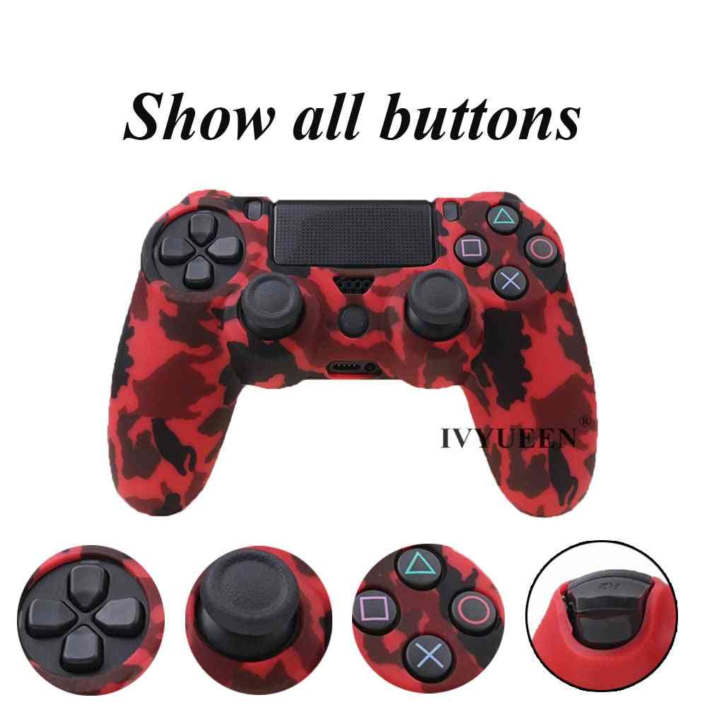 Silicone Camo Case For Dual Shock Ps4/ds4 Slim Pro-controller With Thumb Grip Caps