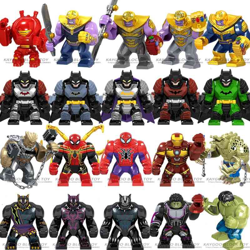 Velike figure gradnik super junak, thanos, hulk, železo, spiderman, batman, panter in croc bane strup