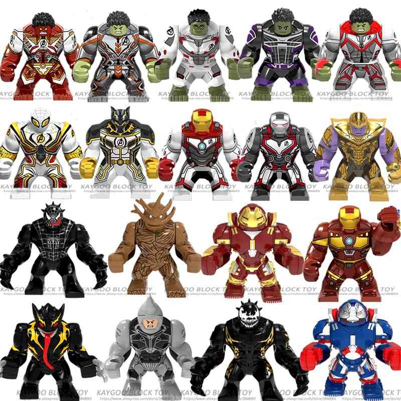 Large Figures Building Block Super Hero, Thanos, Hulk, Iron, Spiderman, Batman, Panther And Croc Bane Venom
