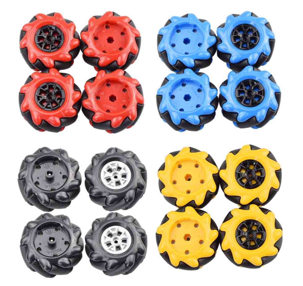 Pneu Omni de roue Mecanum 60mm compatible avec les legos de moteur TT pour arduino - pièces de jouet de tige de robot bricolage - noir avec moyeux lego