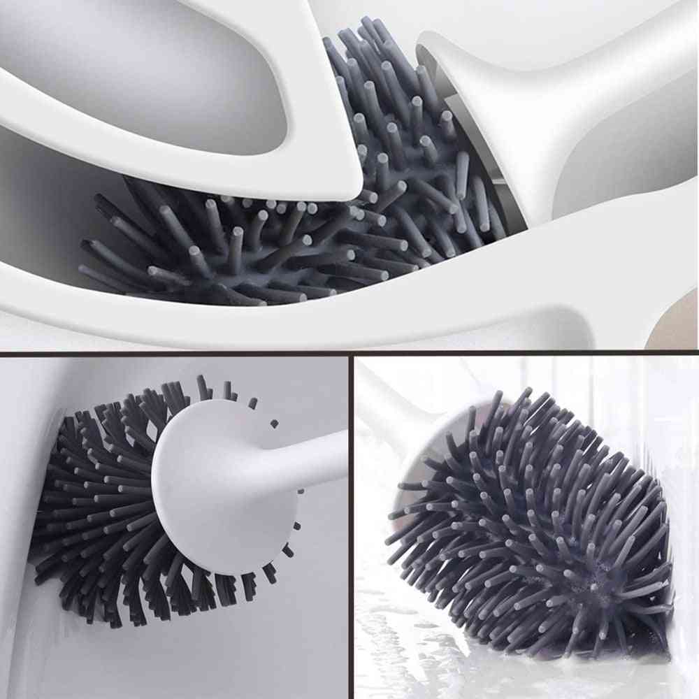 Silikone toiletbørste med blød børste - rengøring af badeværelset - på jorden