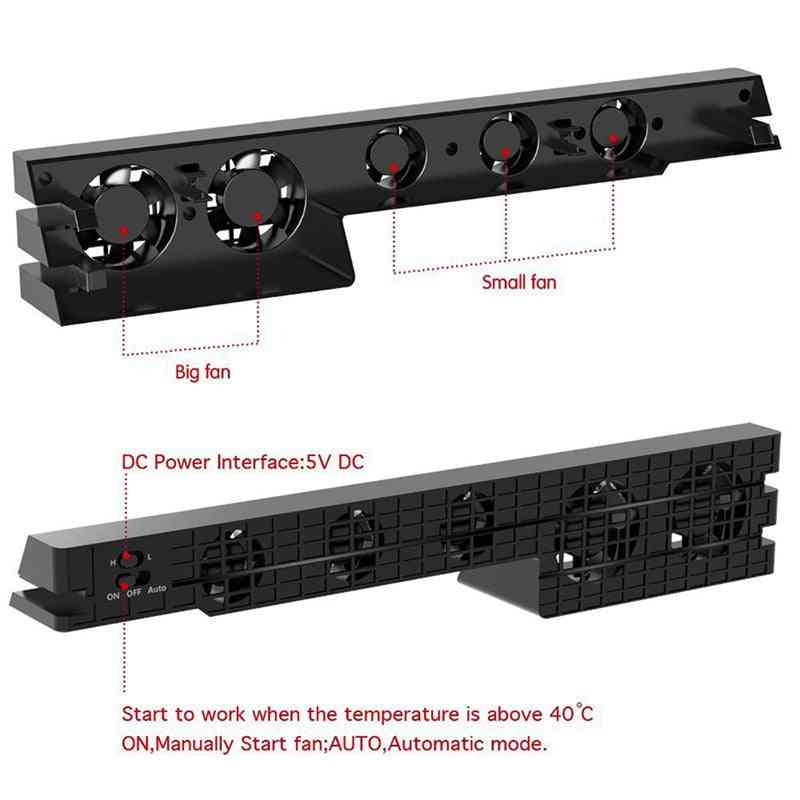 Ps4 pro kühlkühler lüfter, super turbo temperaturregelung mit usb kabel für sony playstation 4 pro konsole vertikaler ständer (schwarz) -