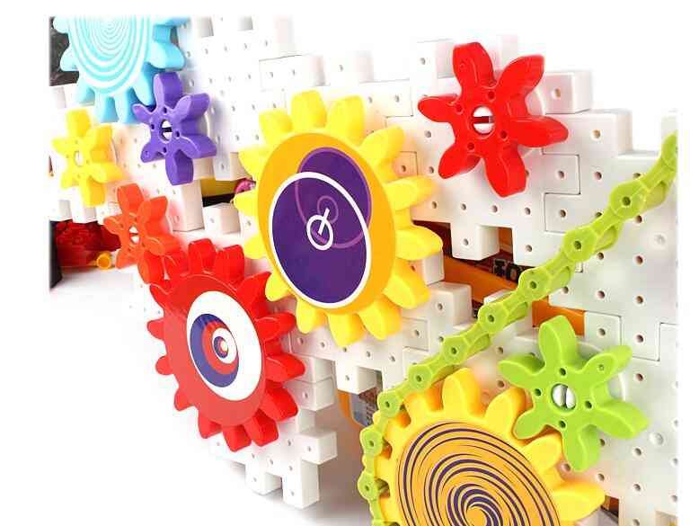 Kinderen plastic gebouw, versnelling blokken speelgoed kinderen- diy creatief educatief voor kinderen verjaardagscadeau -