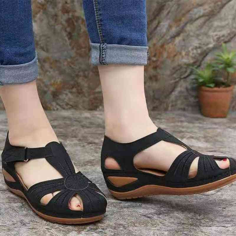 Leather Vintage Sandals - Summer Ladies Casual Buckle Shoes