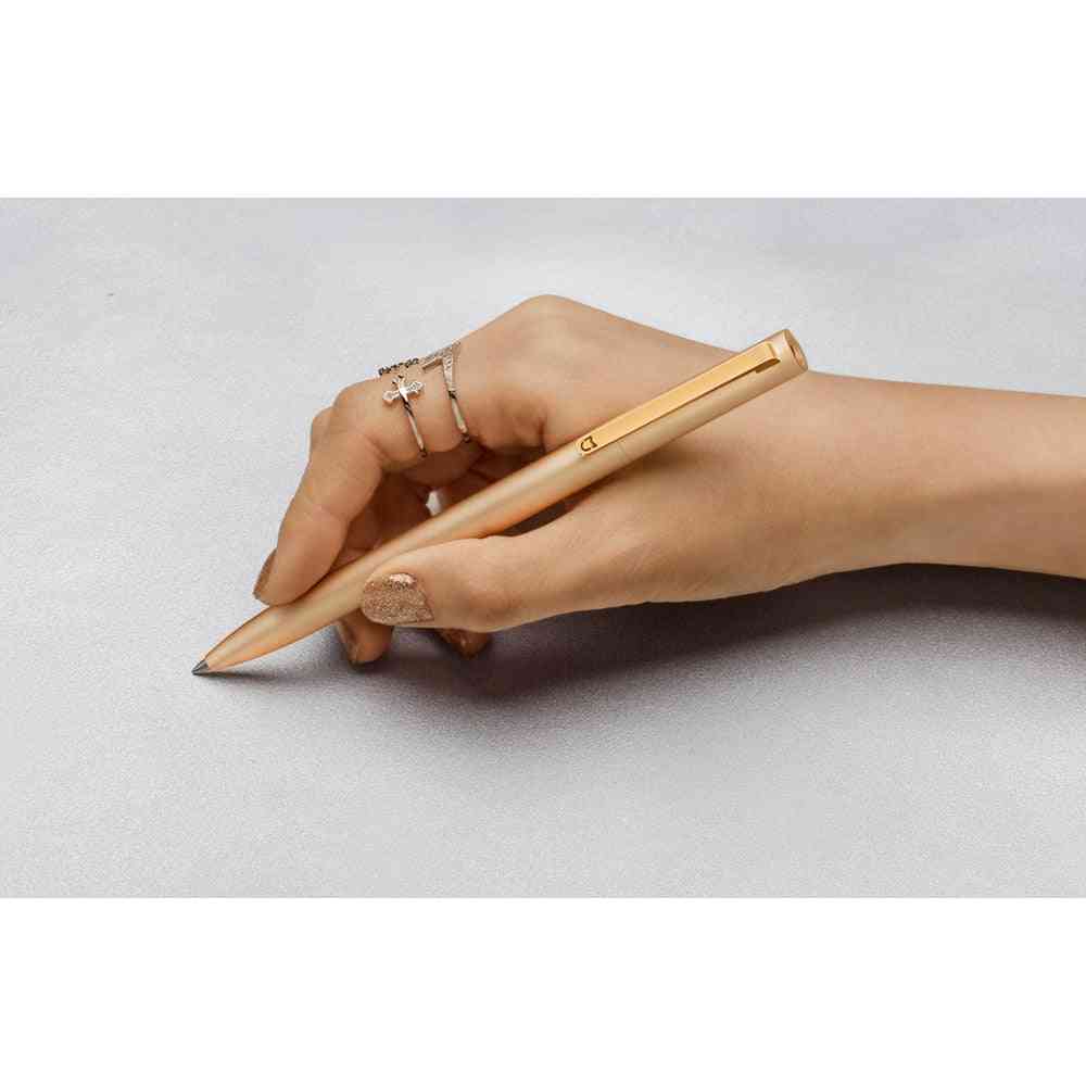 Original xiaomi-mijia metalskiltpenne-premec glat schweiz, refill 0,5 mm signaturpenne mi-aluminiumslegerede penne sort-blæk - sort