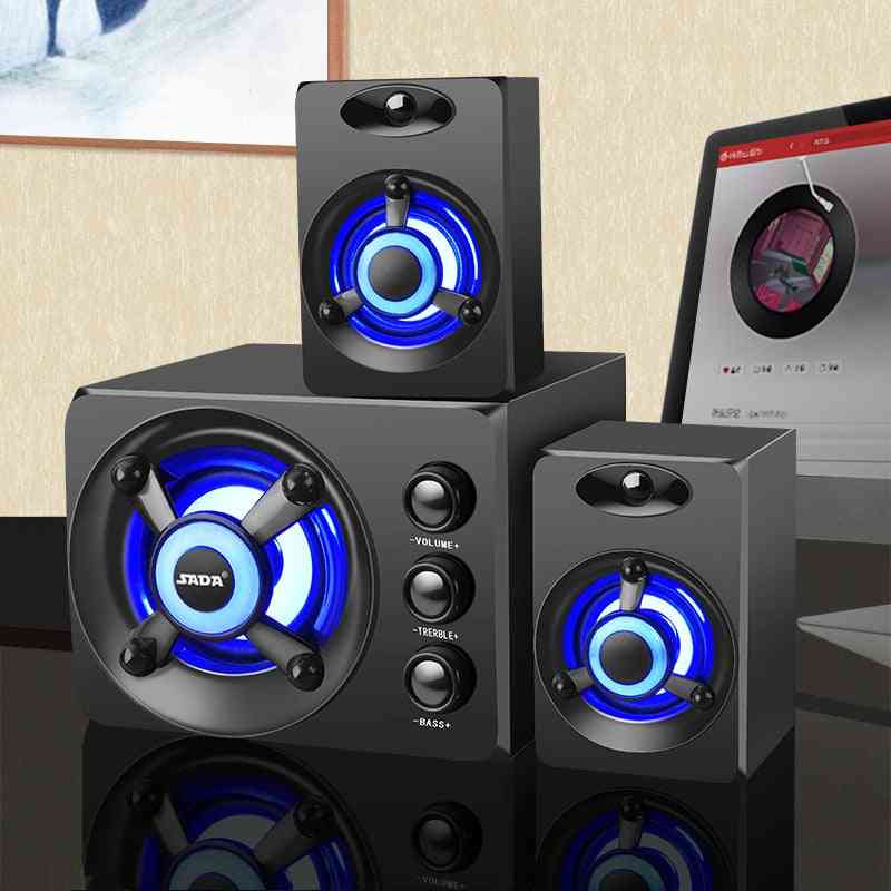 3d Stereo Subwoofer Bass, Pc Speaker Portable Music, Usb Computer Speakers For Laptop, Tv, Home Speakers, Led Speaker