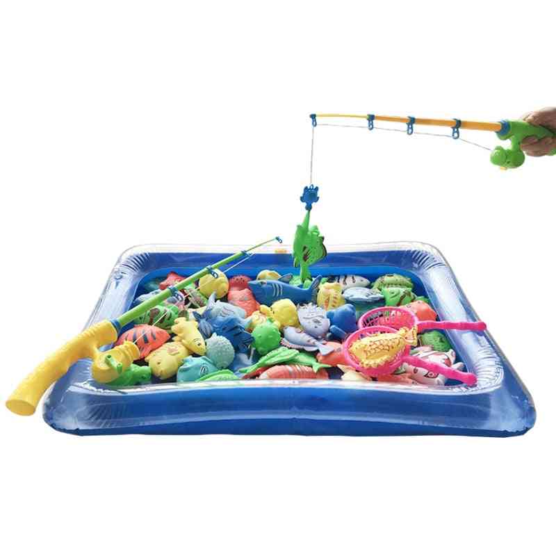 Juguetes de pesca magnéticos interactivos para padres e hijos juego de red de varilla de piscina de agua - niños modelo infantil jugar juegos de pesca juguetes para exteriores