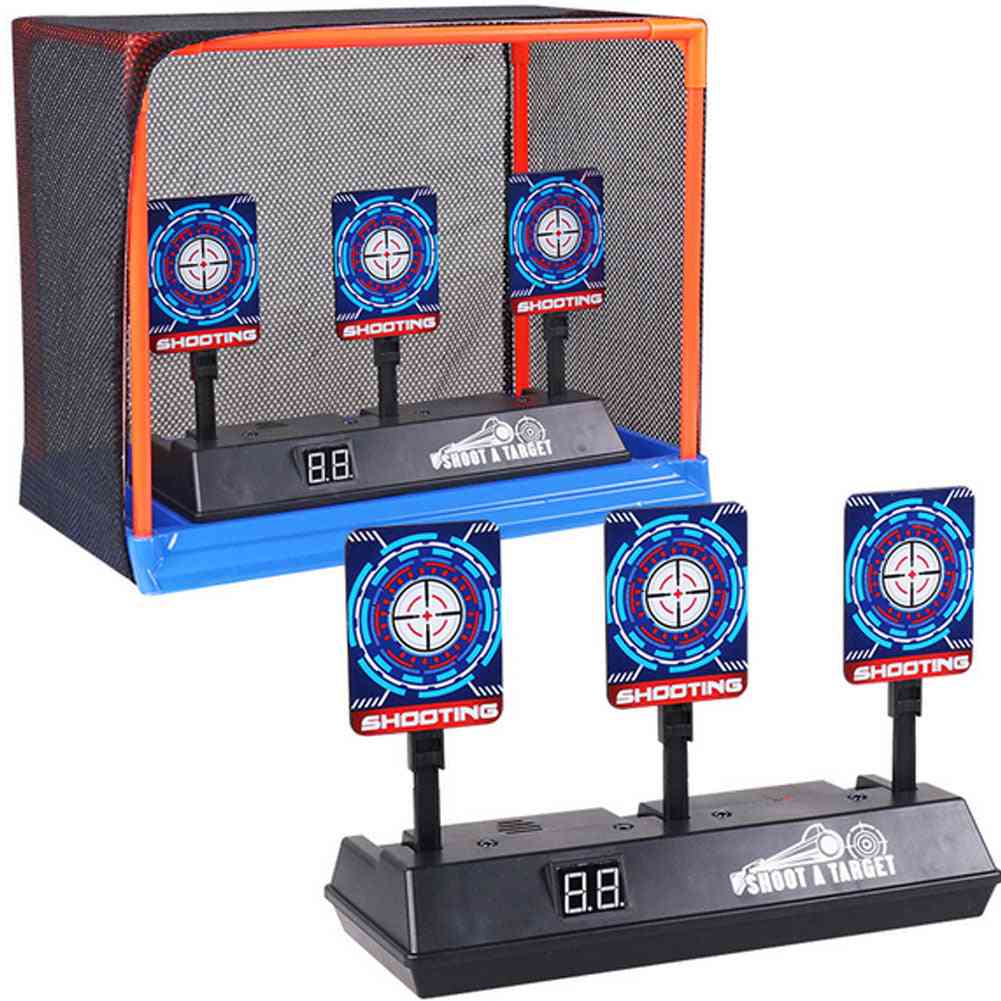 Children Running Shooting Targets With Net Frame - Electronic Scoring Auto Reset Digital Targets Toy
