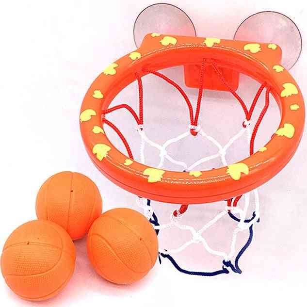 Basketball bøjle bad legetøj på suckers sæt til børn, udendørs spiludvikling af dreng interessant sport værktøjssæt til baby (bøjle og 3 bolde) -