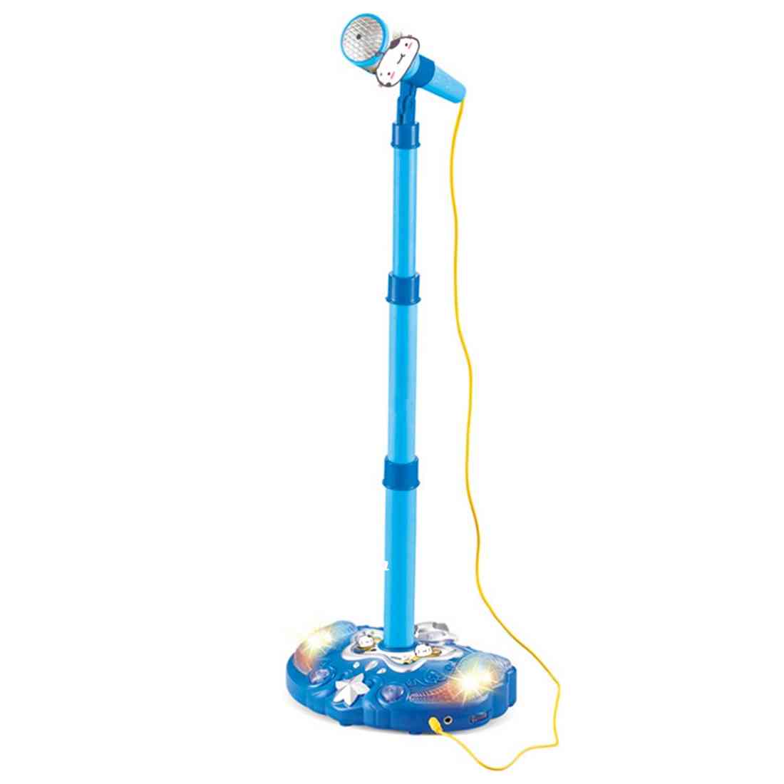 Kinderen, meisjes karaokemicrofoon met verstelbare standaard - muziekinstrument met lichteffect - blauw