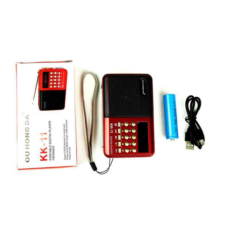 K11 Fm Rechargeable Mini Portable Radio, Handheld Digital Usb Tf Mp3 Player