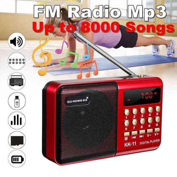 K11 Fm Rechargeable Mini Portable Radio, Handheld Digital Usb Tf Mp3 Player