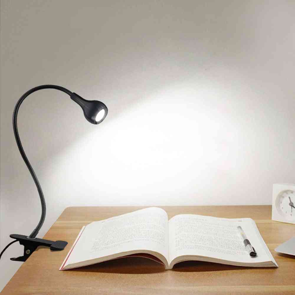 Elastyczne lampy biurkowe LED, zasilane USB z klipsem na stole - studenci lampka nocna do nauki - z klipsem czarne