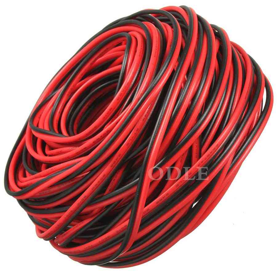 20 metara 2-polni kalajni bakreni električni produžni kabel, awg 22, izolirani pvc, crvena, crna žica