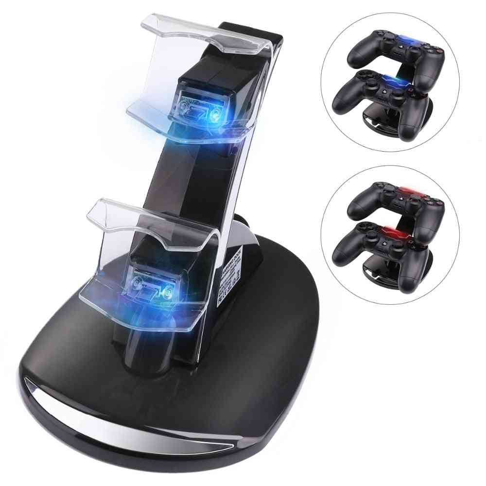 Controller-charger Dock-led Dual Usb/ps4 Charging Stand  Station Cradle For Sony Playstation 4 Ps4 / Ps4 Pro /ps4 Slim Controller (black)