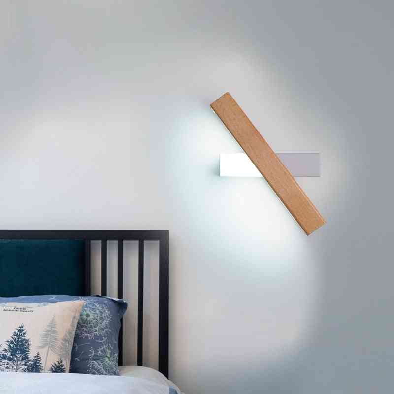 Lámpara de pared LED giratoria de madera moderna para interiores con cabezal de dirección nórdico con aplique de pared para dormitorio, sala de estar - cuerpo negro / 10cm / blanco cálido (2700-3500k)