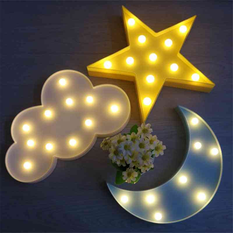 Śliczna chmurka Gwiazda Księżyca LED 3D Lampka Nocna dla Dzieci Zabawka dla Niemowlaka, Dzieci - Dekoracja Lampki Sypialni - Biała Chmura