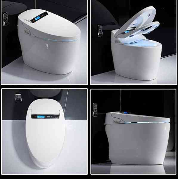 Toaletă inteligentă din ceramică cu telecomandă - clapetă manuală, afișaj HD LCD și spălare automată