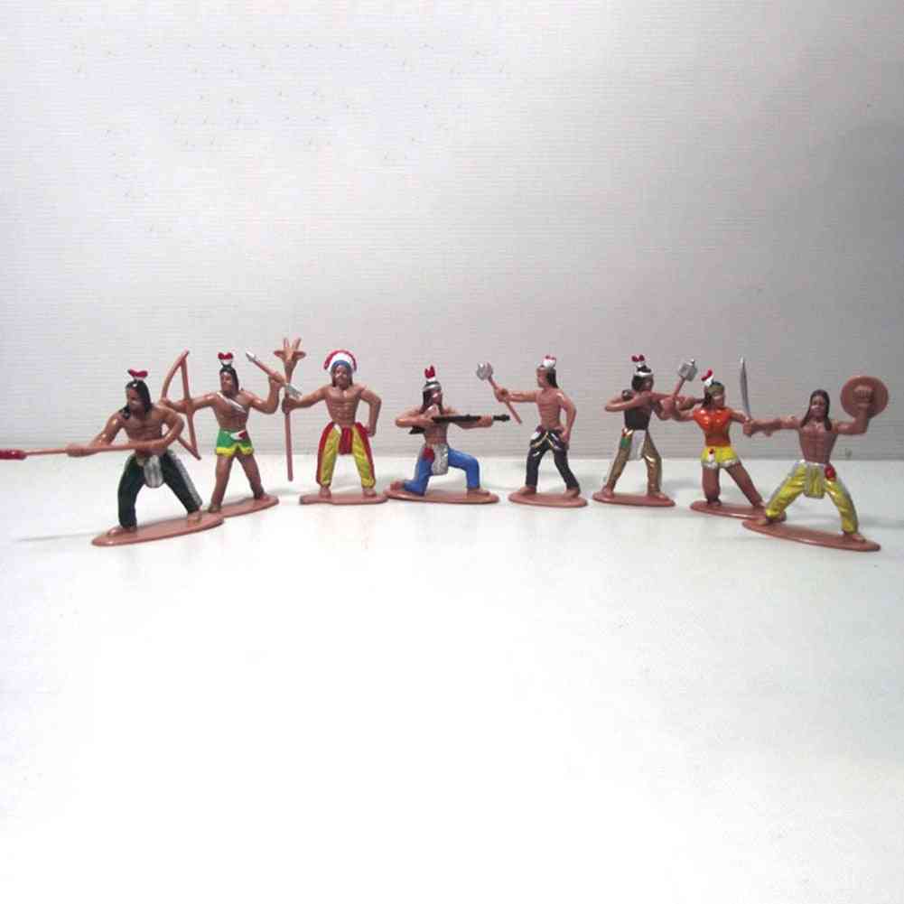Indianische Stämme Figuren Modell Home Desk Dekor DIY mit Landschaft Zubehör Lernspielzeug -