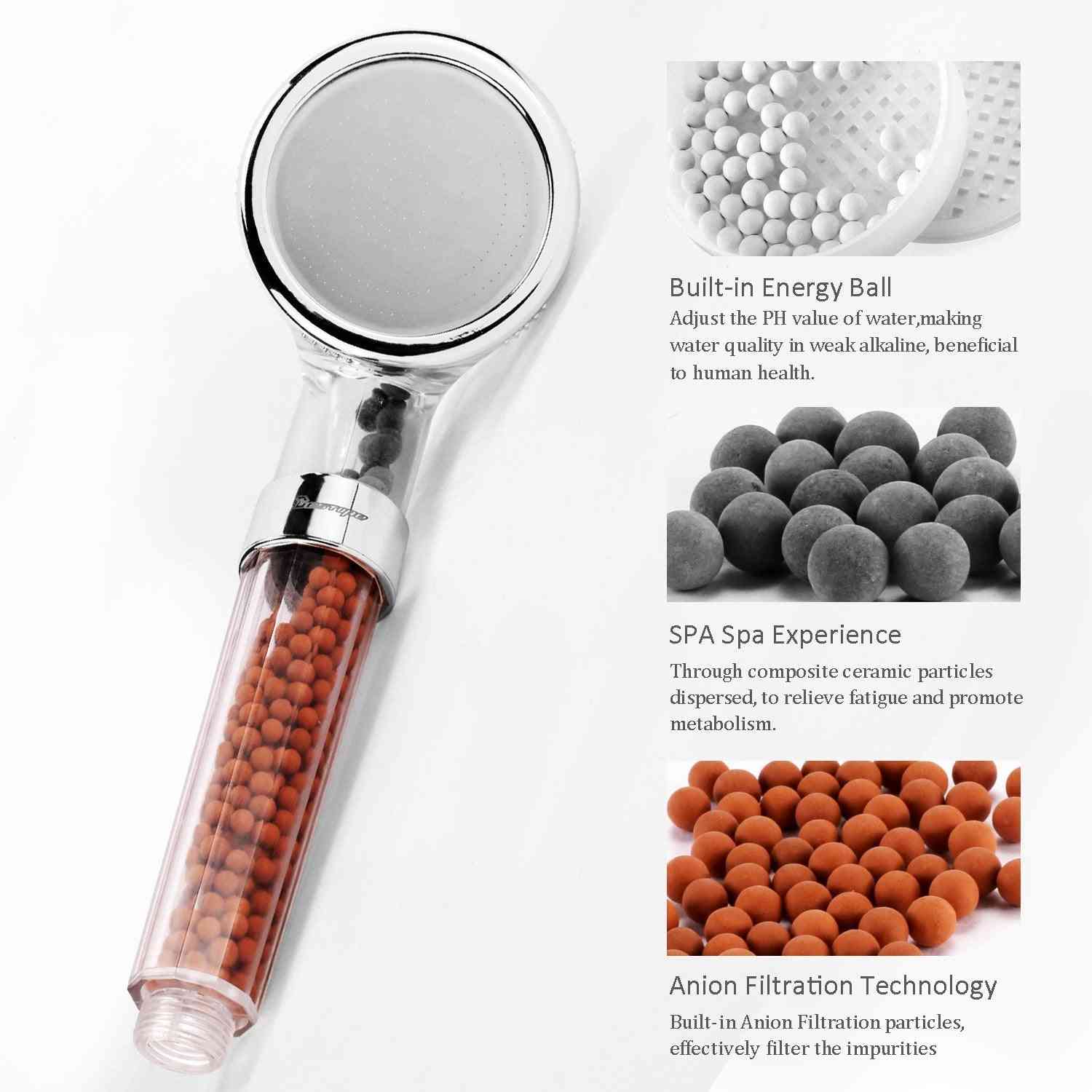 High Pressure, Handheld Shower Head With Negative Ion, Activated Ceramic Balls