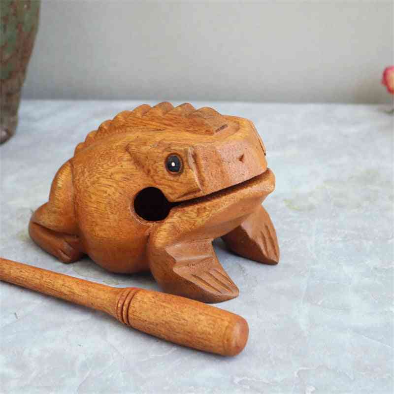 Jouet grenouille porte-bonheur en bois - décoration d'art pour la maison - 6x4x4cm