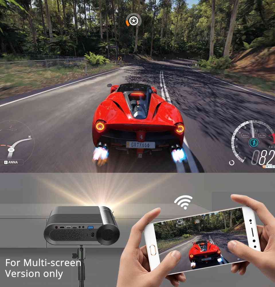 K9 מיני מקרן וידאו נייד מקרן led, קולנוע 3d 4k (אפשרות למסך רב לאייפון) - גרסת K9 בסיסית