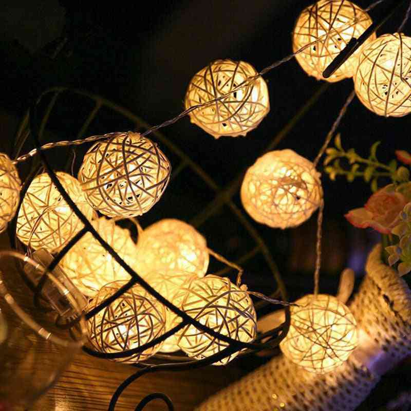 Led String Lights Rattan Ball For Garlands Holiday Party Decoration