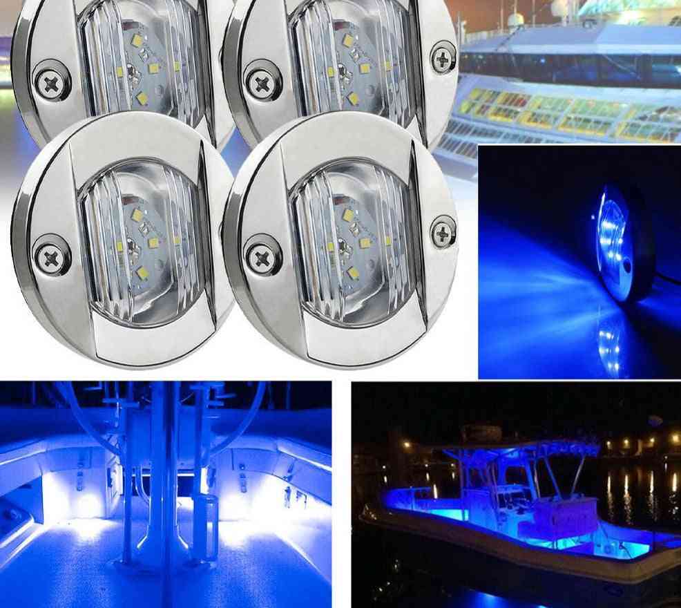 Dc Marine Boat Transom Led Stern Light - Round Stainless Steel Warm Tail Lamp