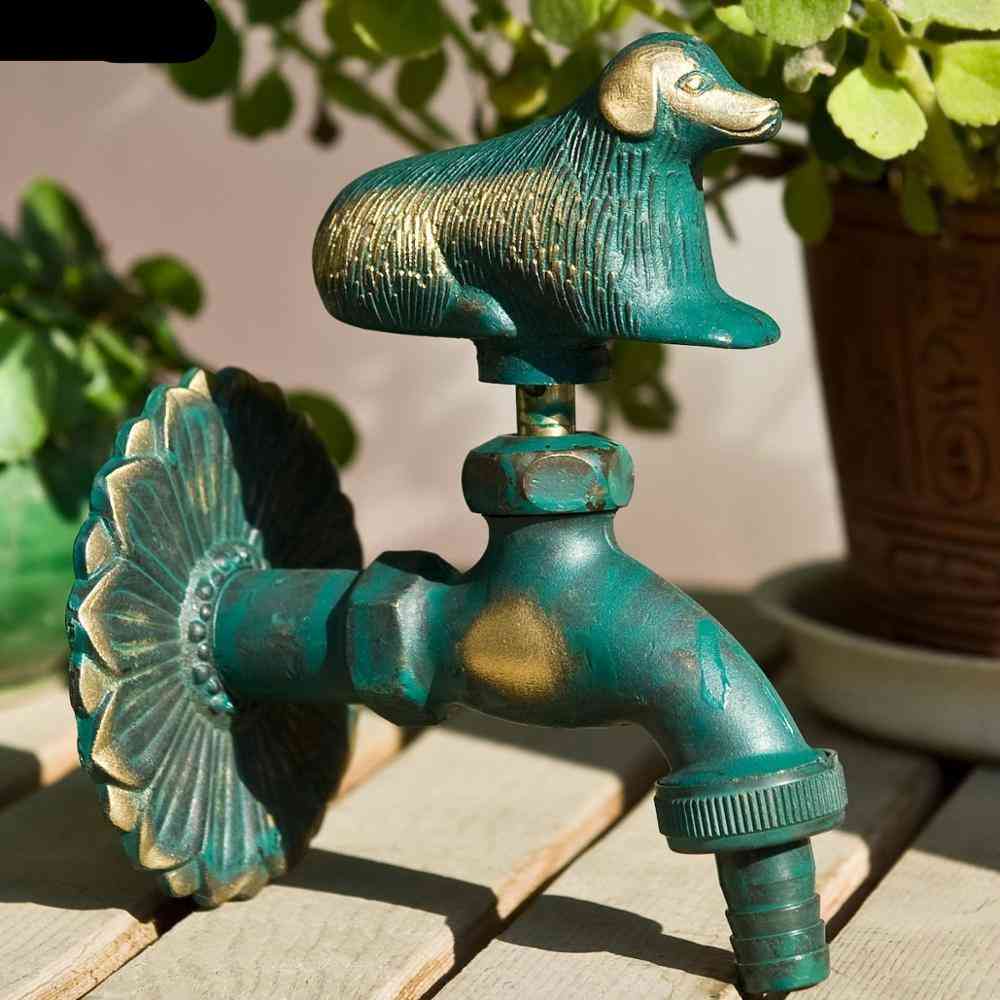 Dekorative Garten Wasserhahn im Freien Tierform Bibcock grün / Antik Messing Wasserhahn zum Waschen Mopp / Garten