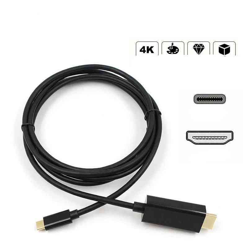 Usb3.1 Type C Hdmi Cable 4k To Tv Hdtv Projector Cord Wire Line Adapter