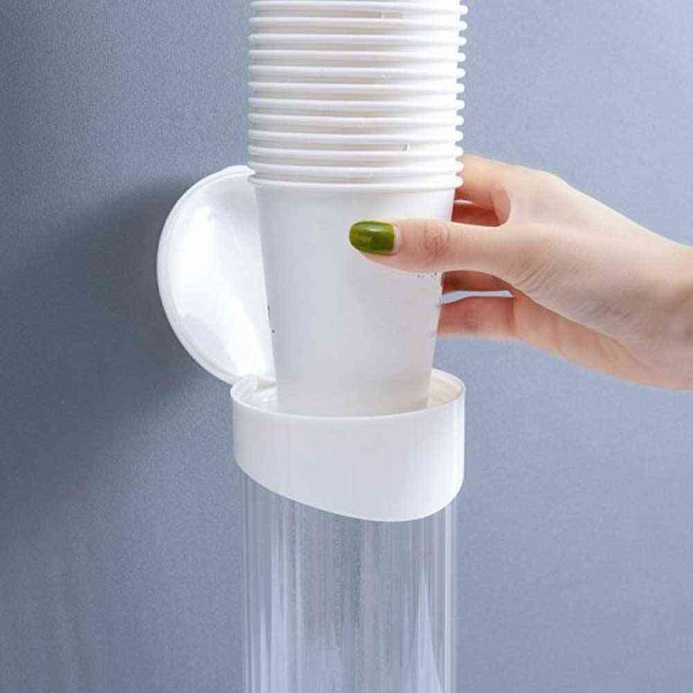Wall Mounted, Self Adhesive, Abs Dustproof - Paper Cup Dispenser