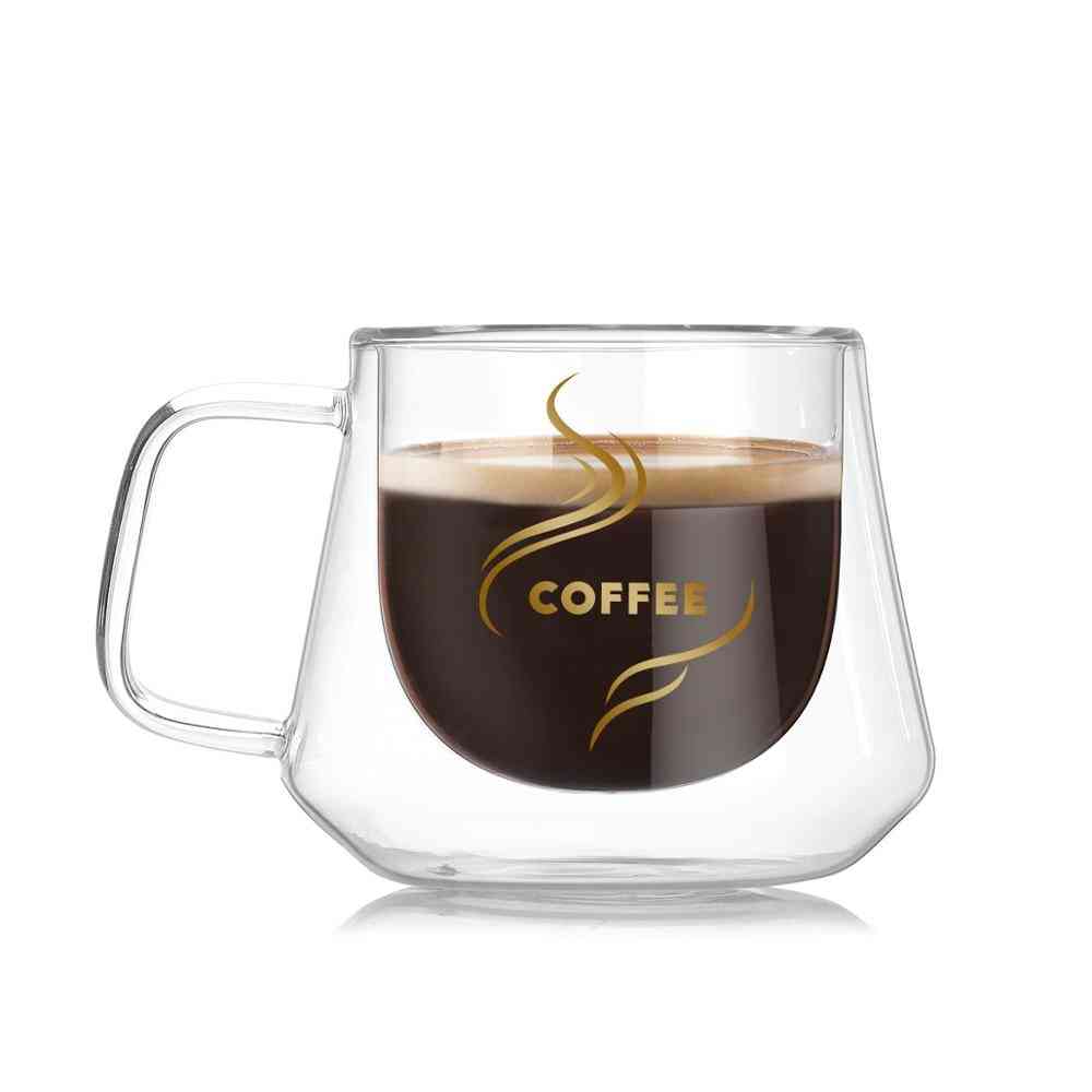 Double Walled Heat Insulated Glass Tumbler Espresso Tea Cup/coffee Mug