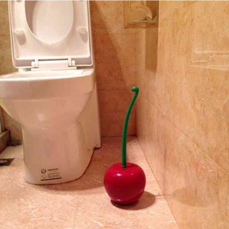 1 stk sød kirsebærformet toiletbørsteholder sæt til badeværelse, toiletrengøring
