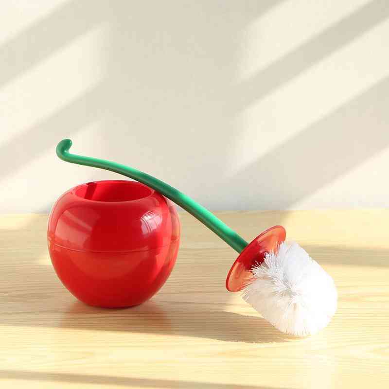 Cute Cherry Shaped Toilet Brush Holder Set