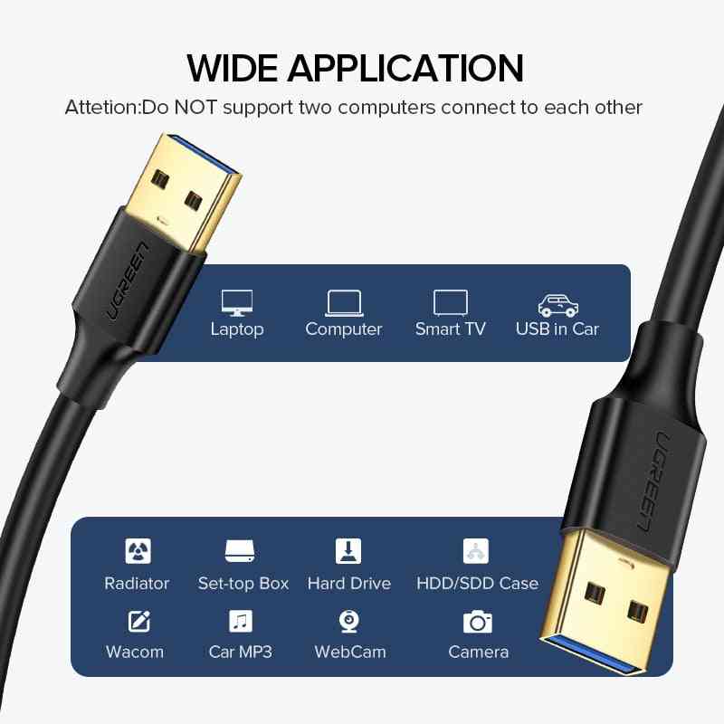 Usb To Usb Extension Cable, Type A Male To Male 2.0 Extender For Radiator/hard Disk/webcam